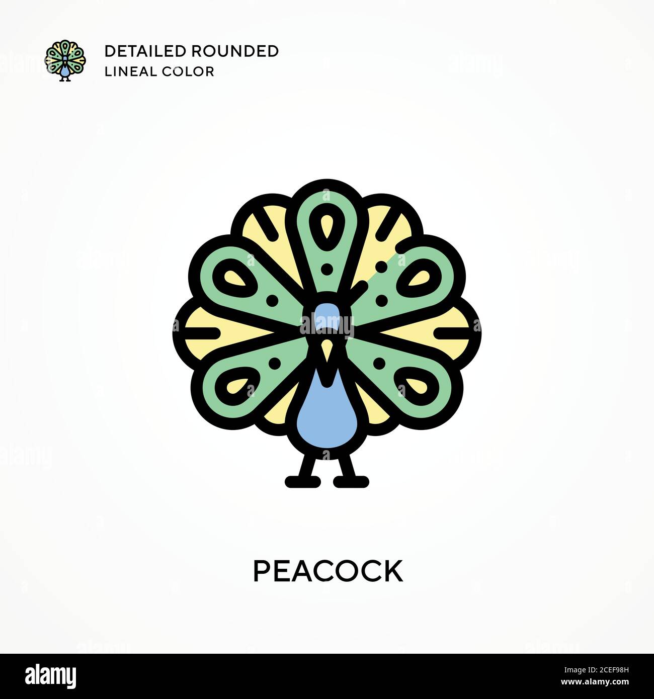 Peacock detailed rounded lineal color. Modern vector illustration ...