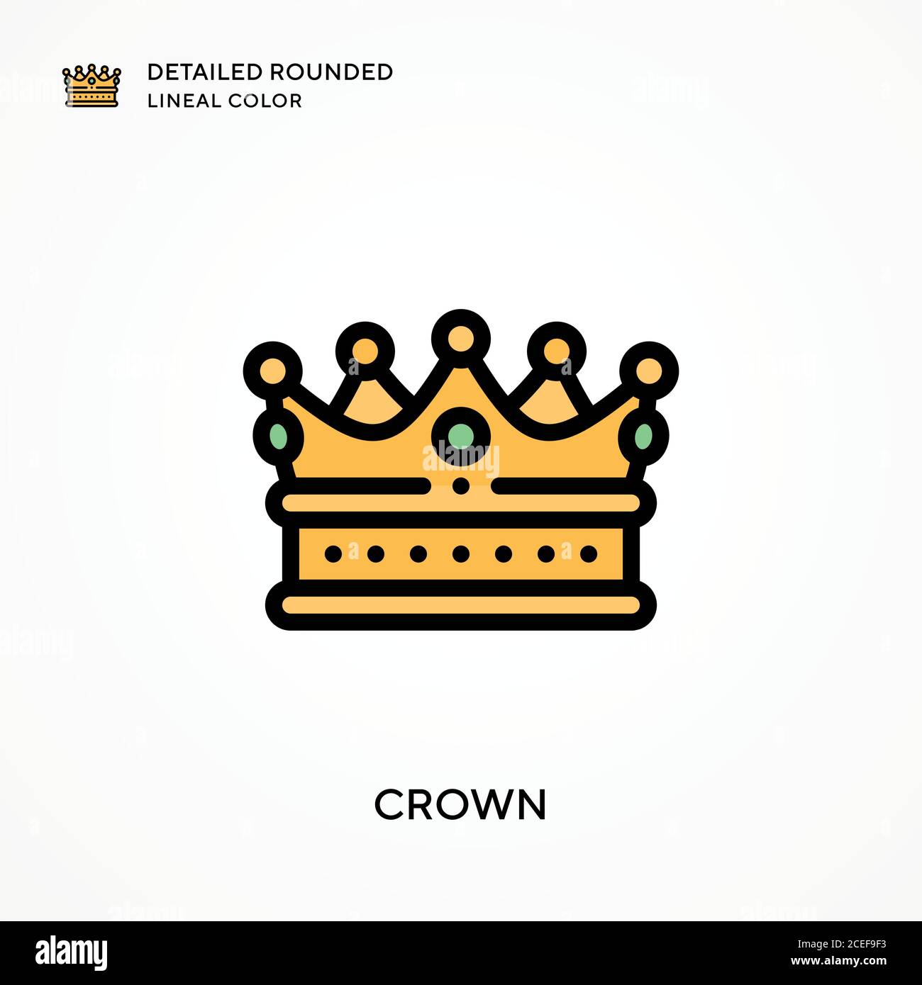 Basic Rounded Crown Crown detailed rounded lineal color. Modern vector illustration ...