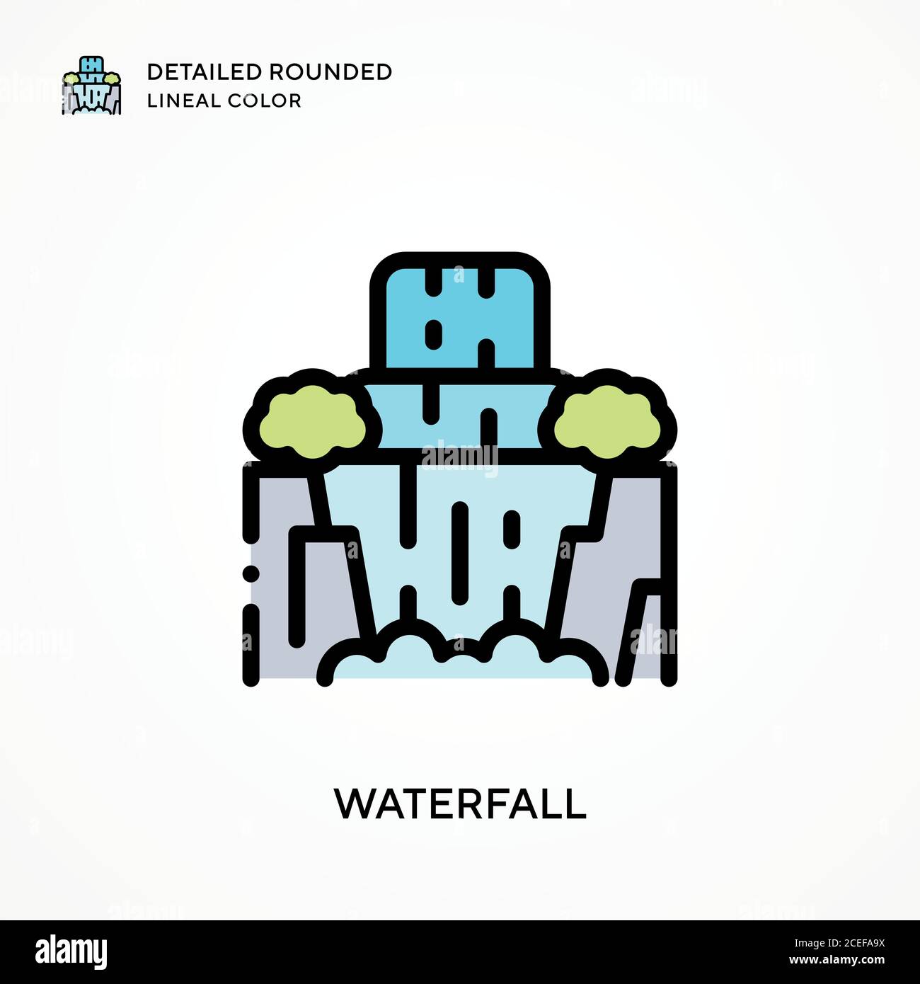 Waterfall detailed rounded lineal color. Modern vector illustration ...