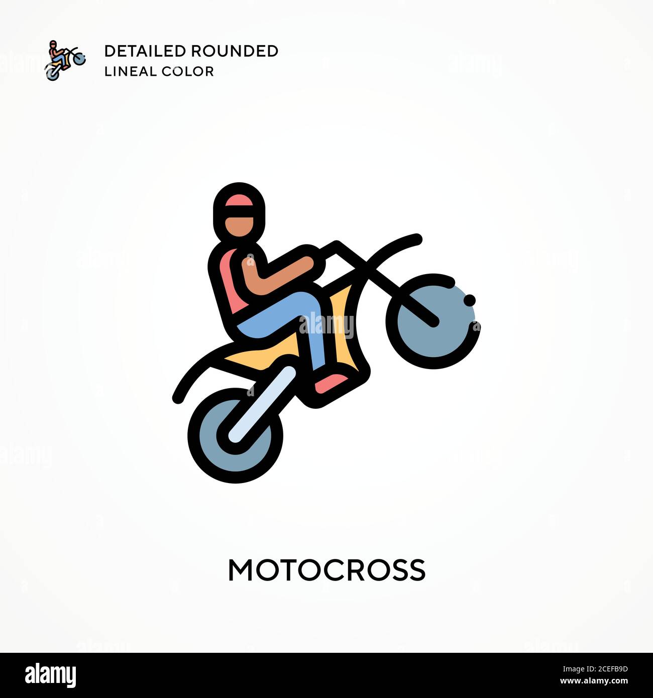 Motocross detailed rounded lineal color. Modern vector illustration ...