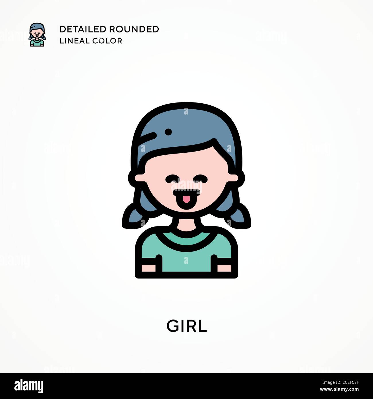 Girl detailed rounded lineal color. Modern vector illustration concepts ...