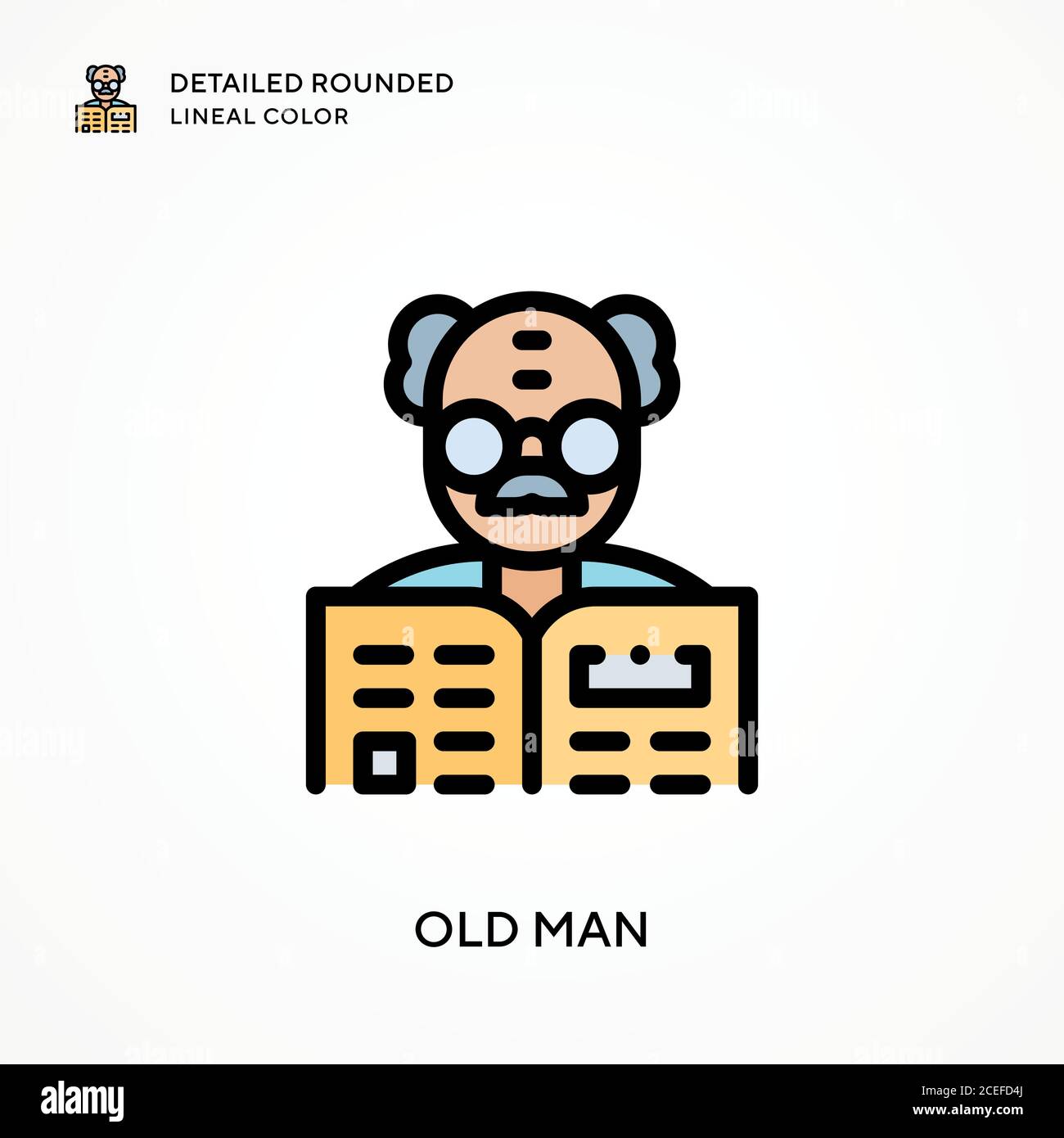 Old man detailed rounded lineal color. Modern vector illustration ...