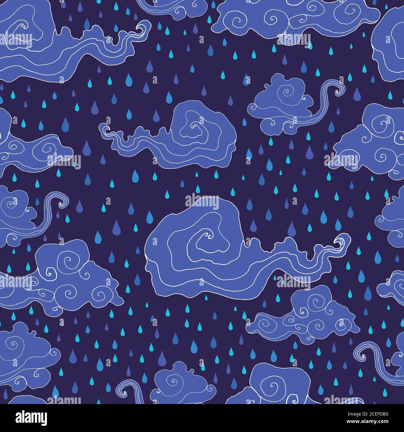 Bright, clouds, cloud, raindrops, blue background. A stormy, rai Stock Vector