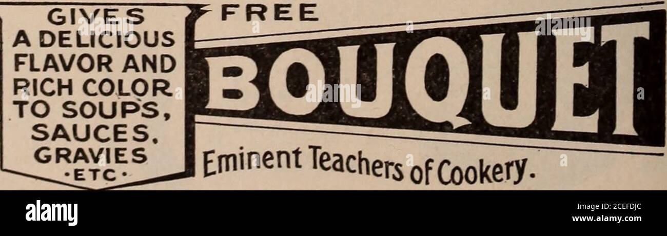 . The Boston Cooking School magazine of culinary science and domestic economics. GIVESA DELICIOUSFLAVOR ANDRICH COLORTO SOUPS, SAUCES. GRAVIES Eminent Teachers of Cookery. THE PALISADE MFG.CO. 353 CLINTON AVE. WEST HOBOKEN, N.J. Buy advertised goods — do not accept substitutes ADVERTISEMENTS MRS. HILLSCOMPLETE COOK-BOOK Stock Photo