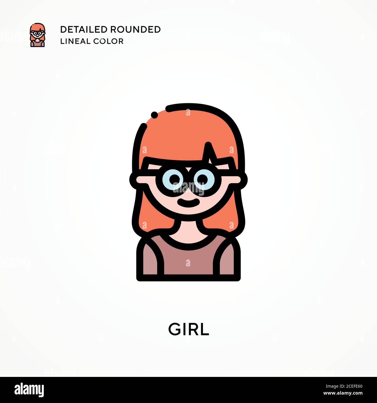 Girl detailed rounded lineal color. Modern vector illustration concepts ...