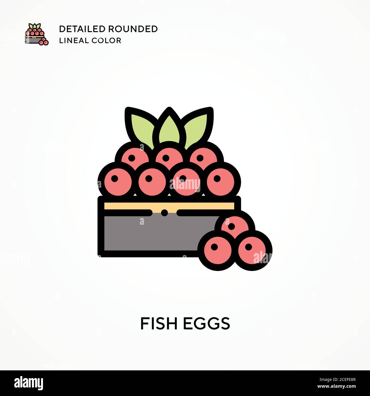 Fish eggs detailed rounded lineal color. Modern vector illustration