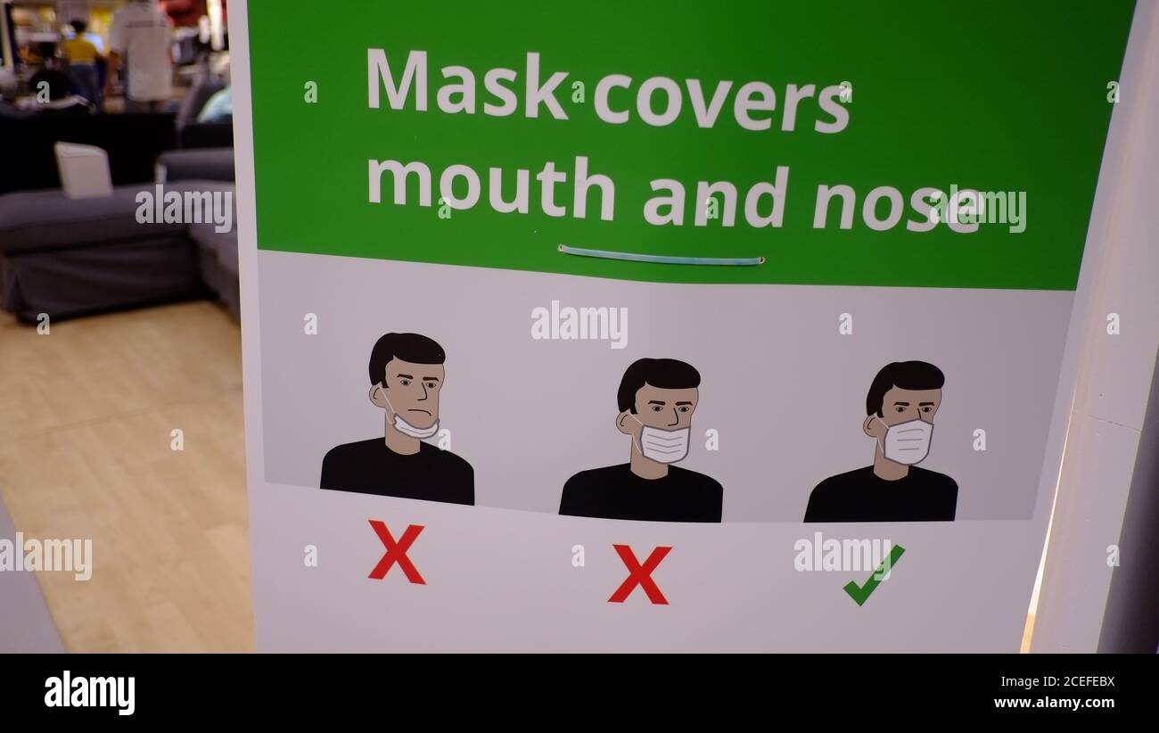 Painting depicting the correct way to wear a mask, IKEA Parmaus, NJ