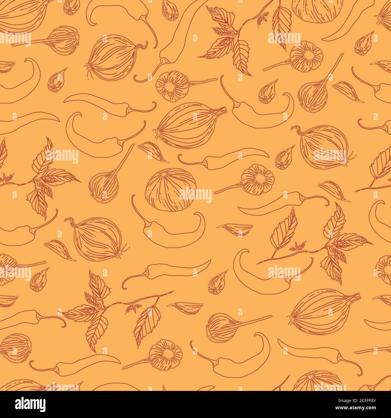 Monochrome,vegetable seamless pattern, realistic sketch style,pe Stock Vector