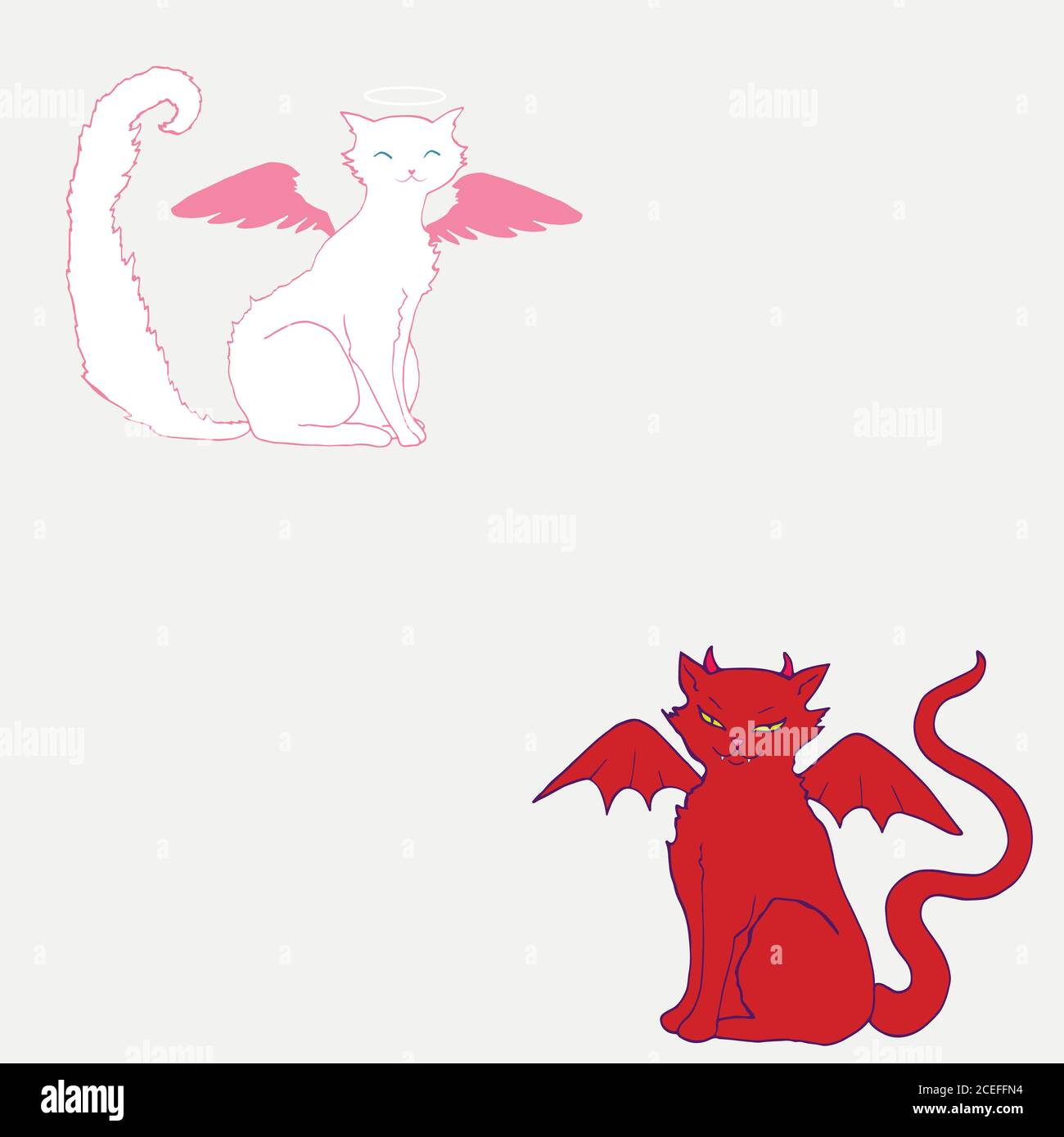 Cat angel,white color, pink wings and a halo above the head, and Stock Vector