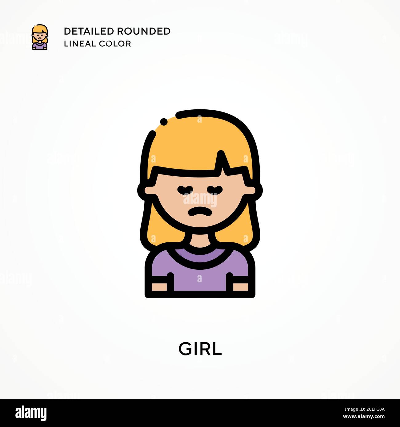 Girl detailed rounded lineal color. Modern vector illustration concepts ...