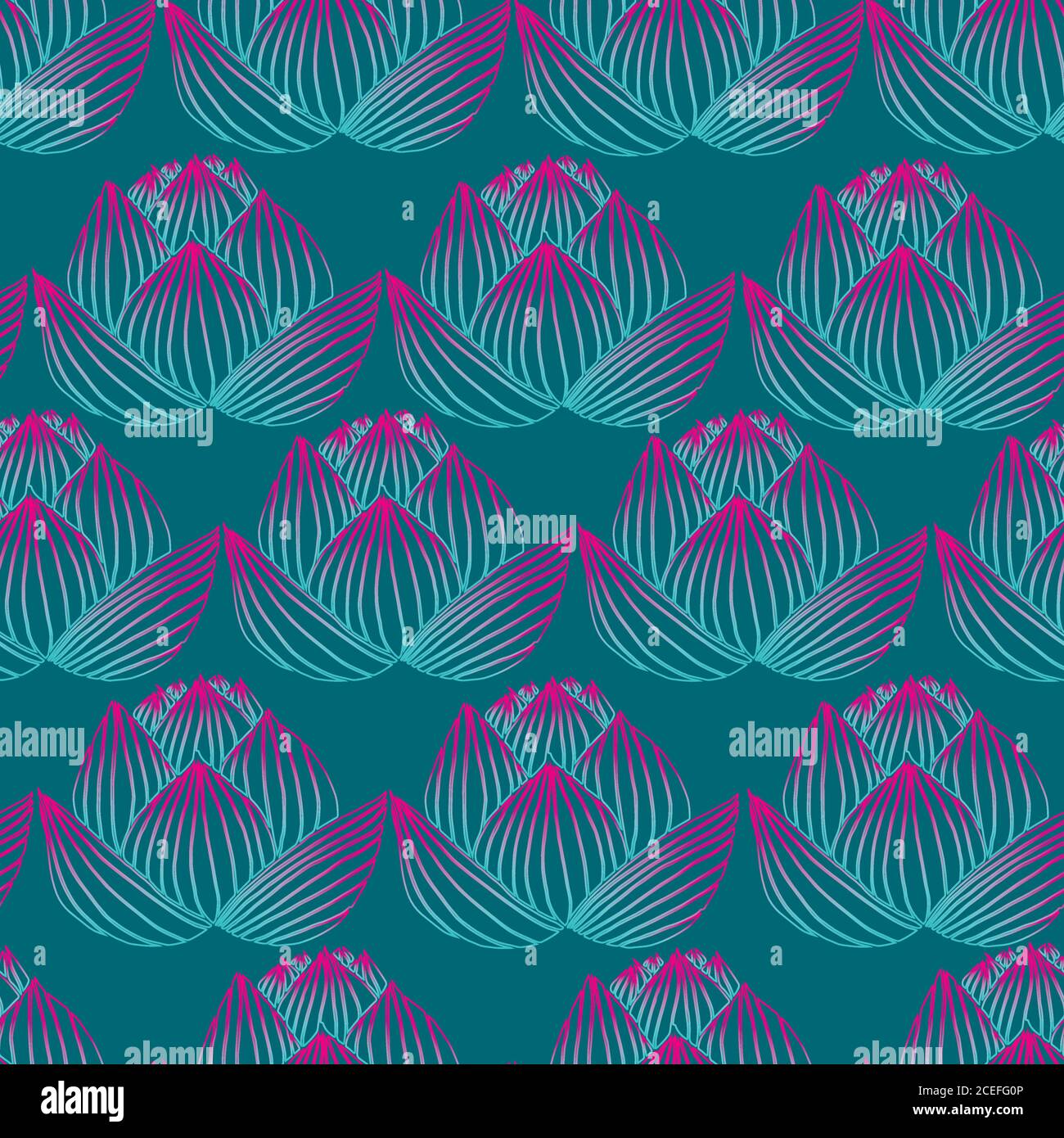 Beautiful, bright lotus flower, pink blue neon color gradient ou Stock Vector
