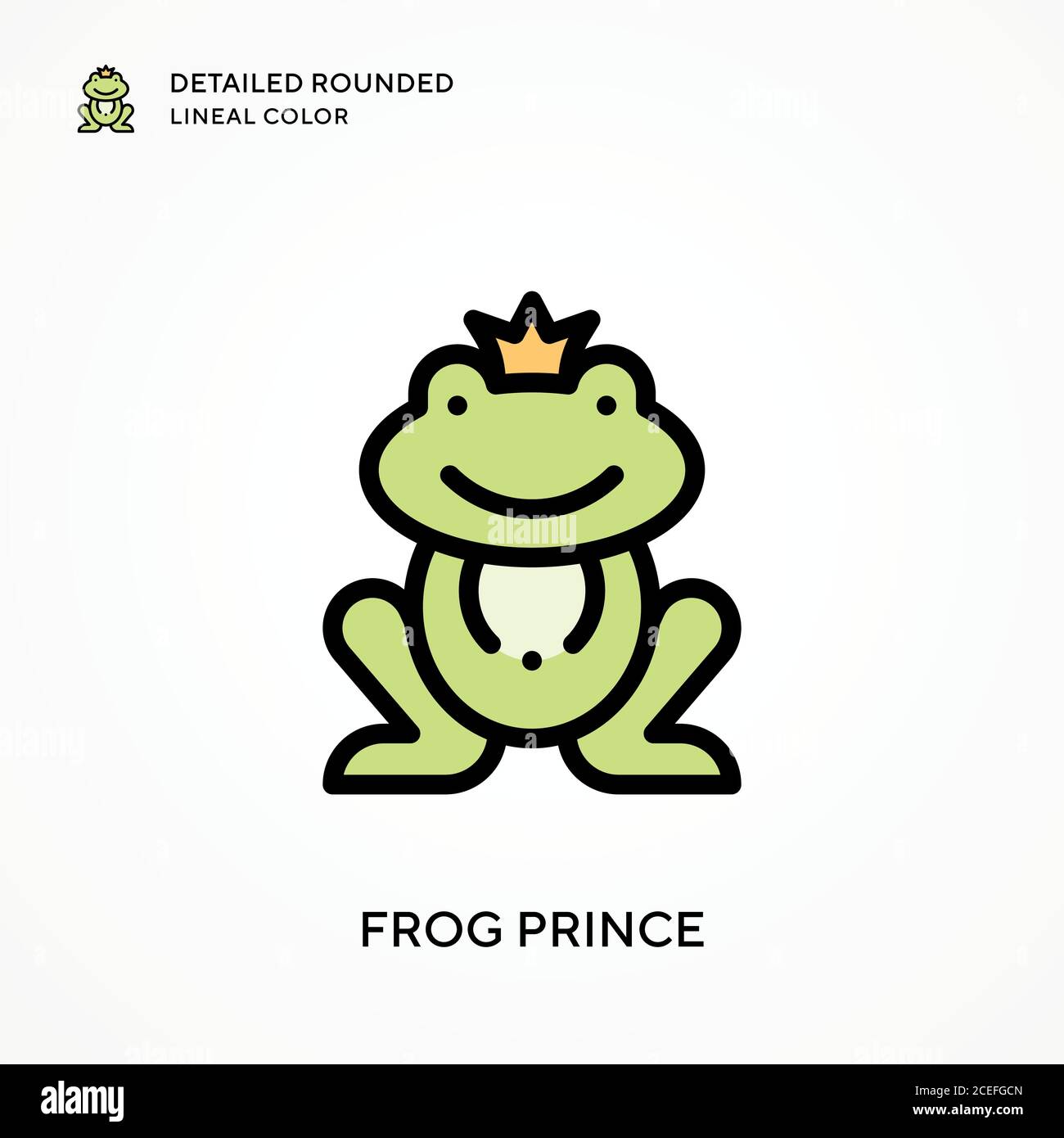 Frog prince detailed rounded lineal color. Modern vector illustration ...