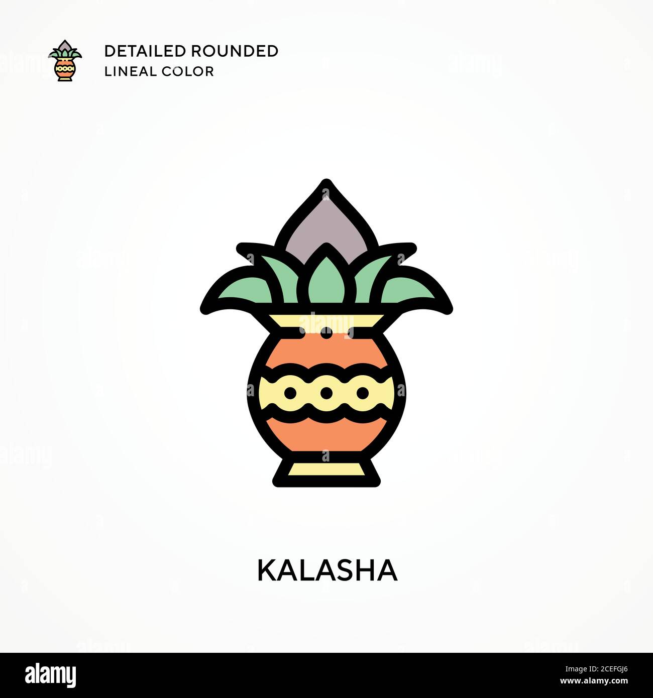 Kalasha detailed rounded lineal color. Modern vector illustration concepts. Easy to edit and customize. Stock Vector