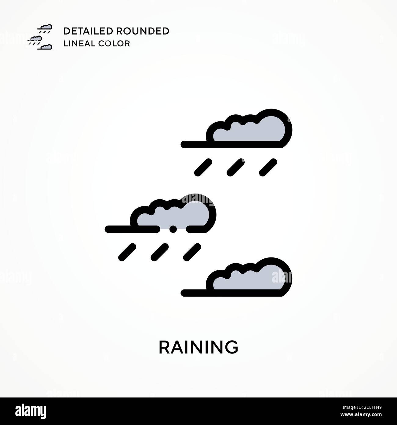 Raining detailed rounded lineal color. Modern vector illustration ...