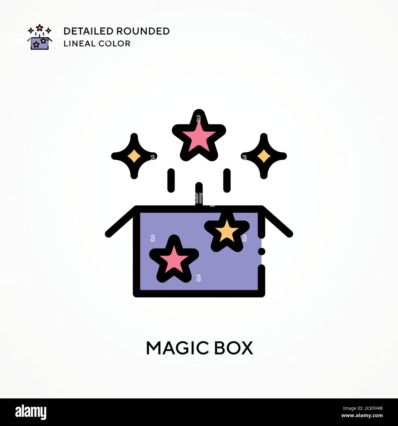Magic Box Colour In Magic box detailed rounded lineal color. Modern vector illustration ...