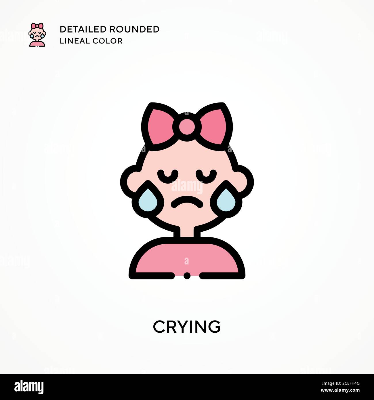 Crying detailed rounded lineal color. Modern vector illustration ...