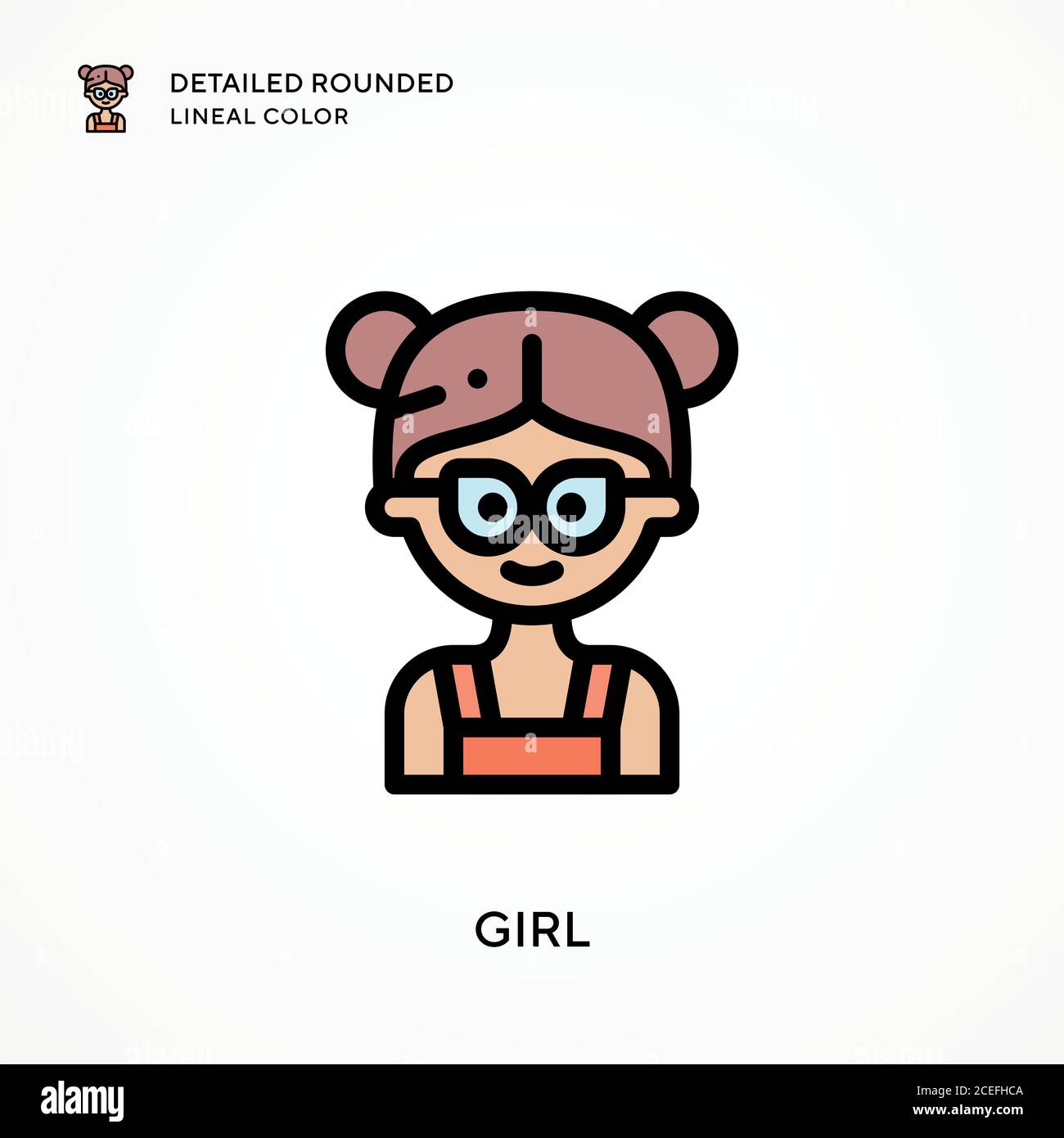 Girl detailed rounded lineal color. Modern vector illustration concepts ...