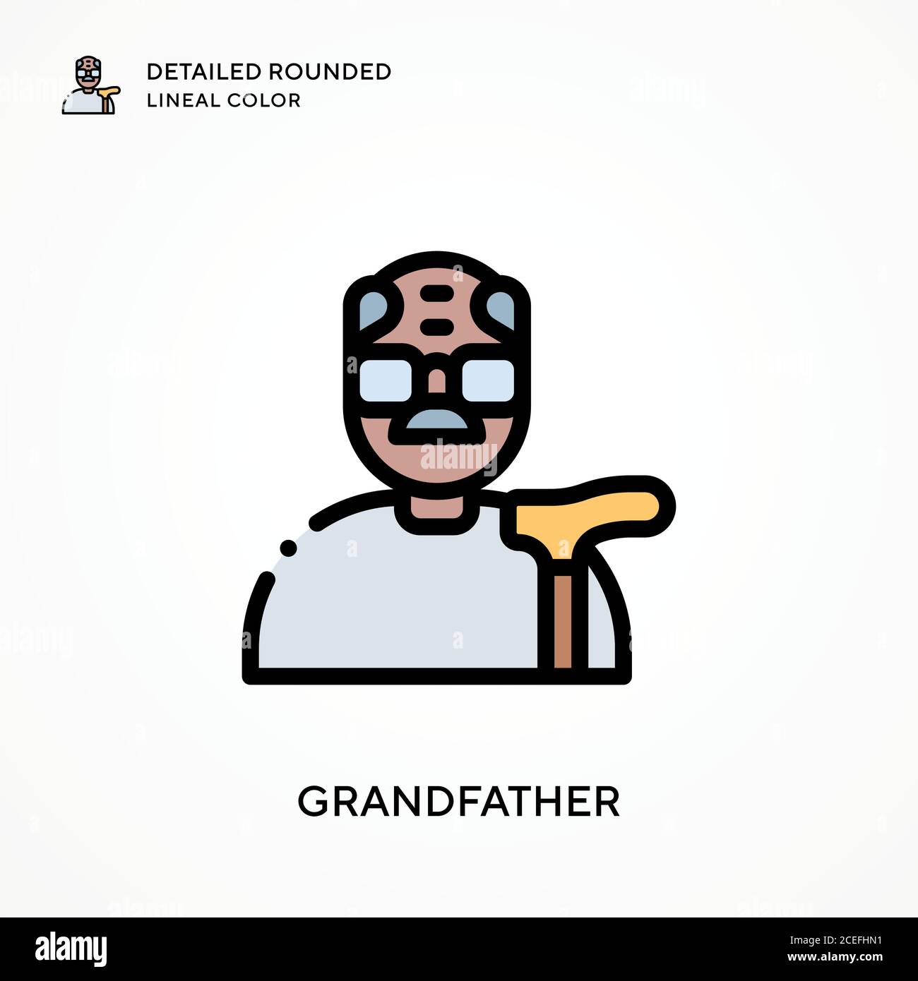 Grandfather detailed rounded lineal color. Modern vector illustration ...