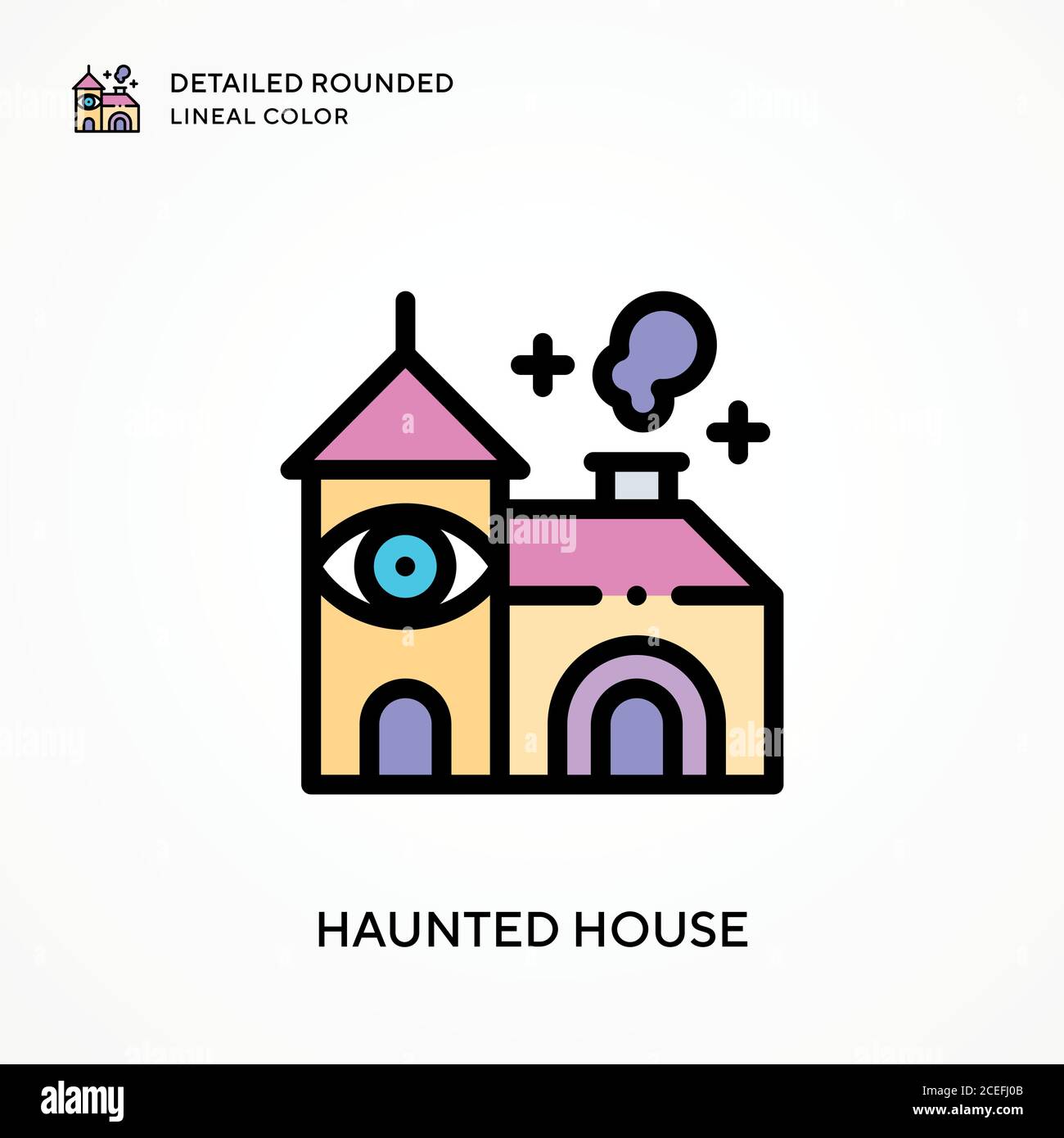 Haunted house detailed rounded lineal color. Modern vector illustration ...