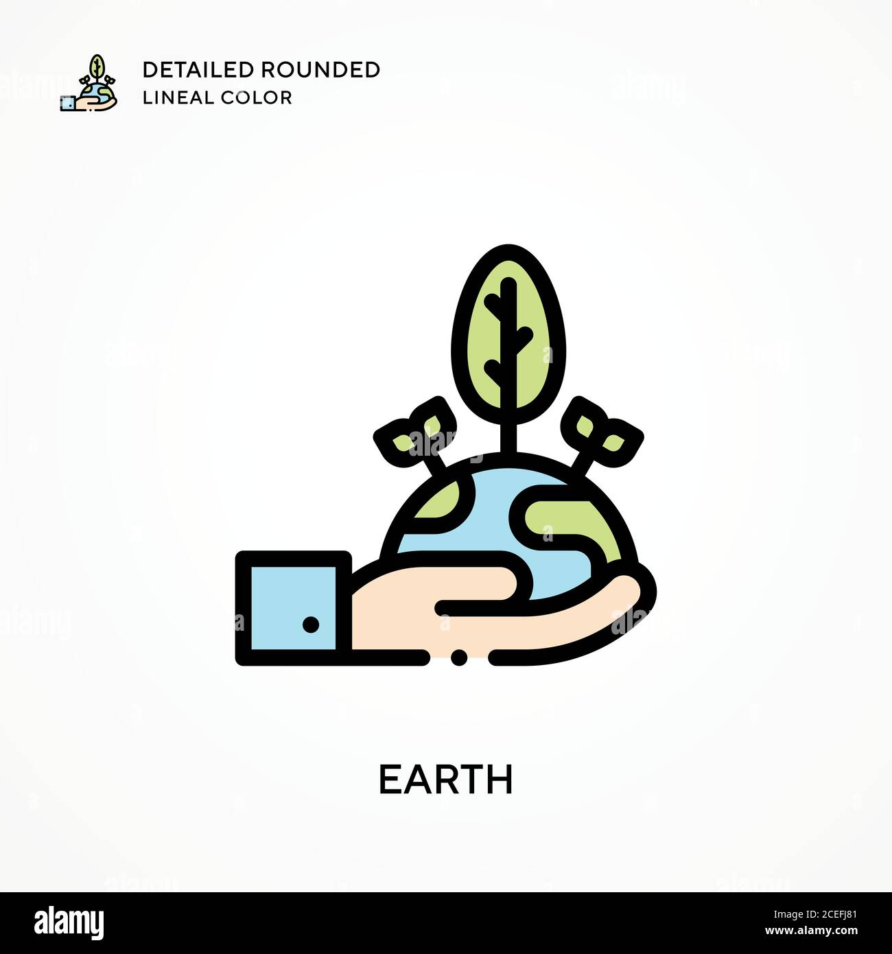 Earth detailed rounded lineal color. Modern vector illustration ...