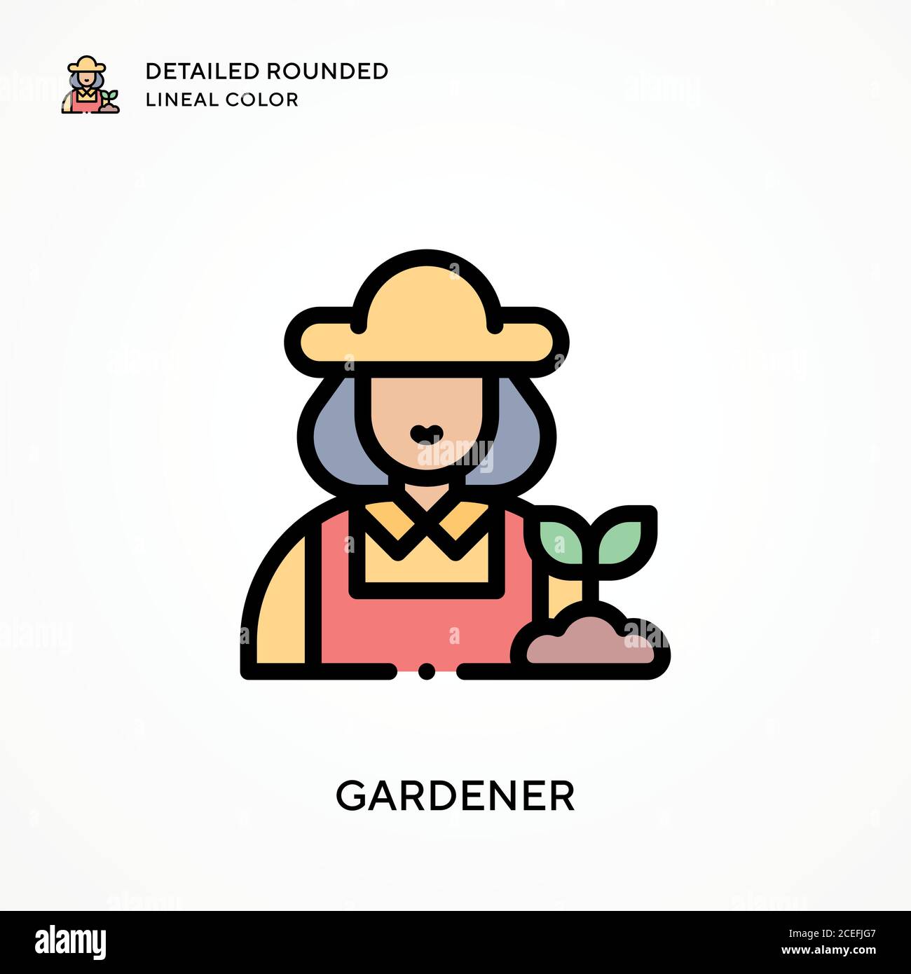 Gardener detailed rounded lineal color. Modern vector illustration ...