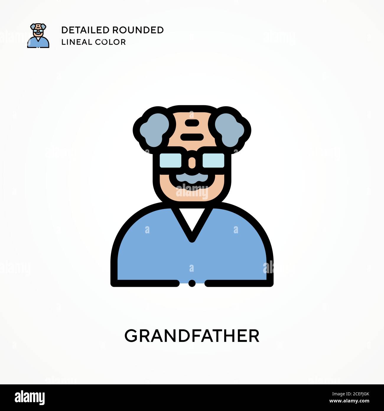 Grandfather detailed rounded lineal color. Modern vector illustration ...