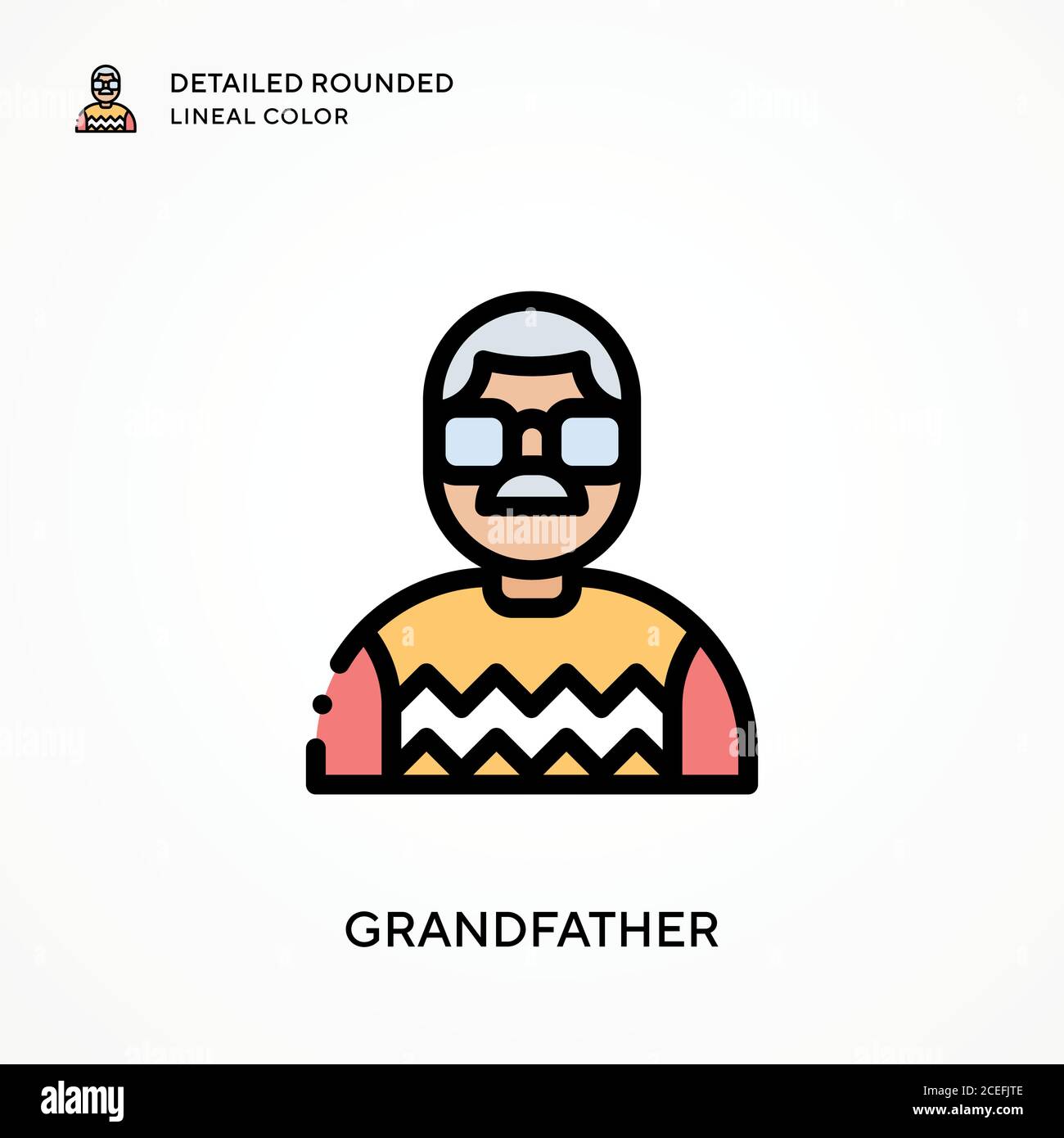 Grandfather detailed rounded lineal color. Modern vector illustration ...