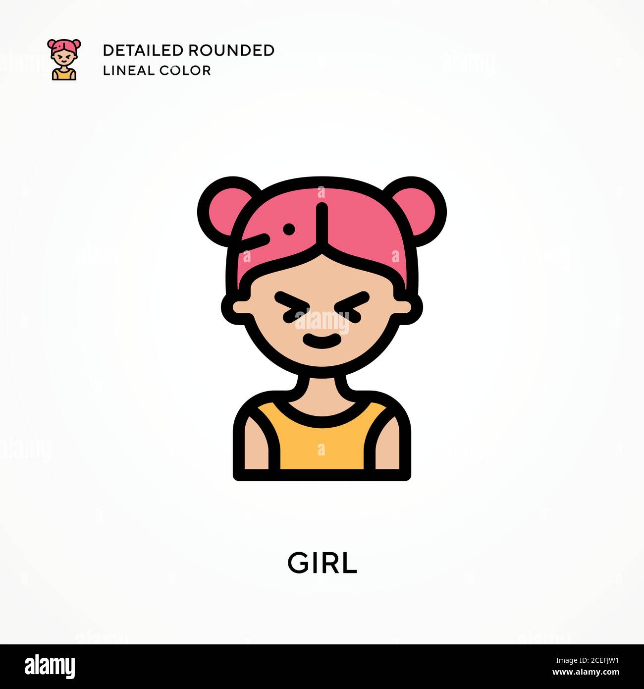 Girl detailed rounded lineal color. Modern vector illustration concepts ...