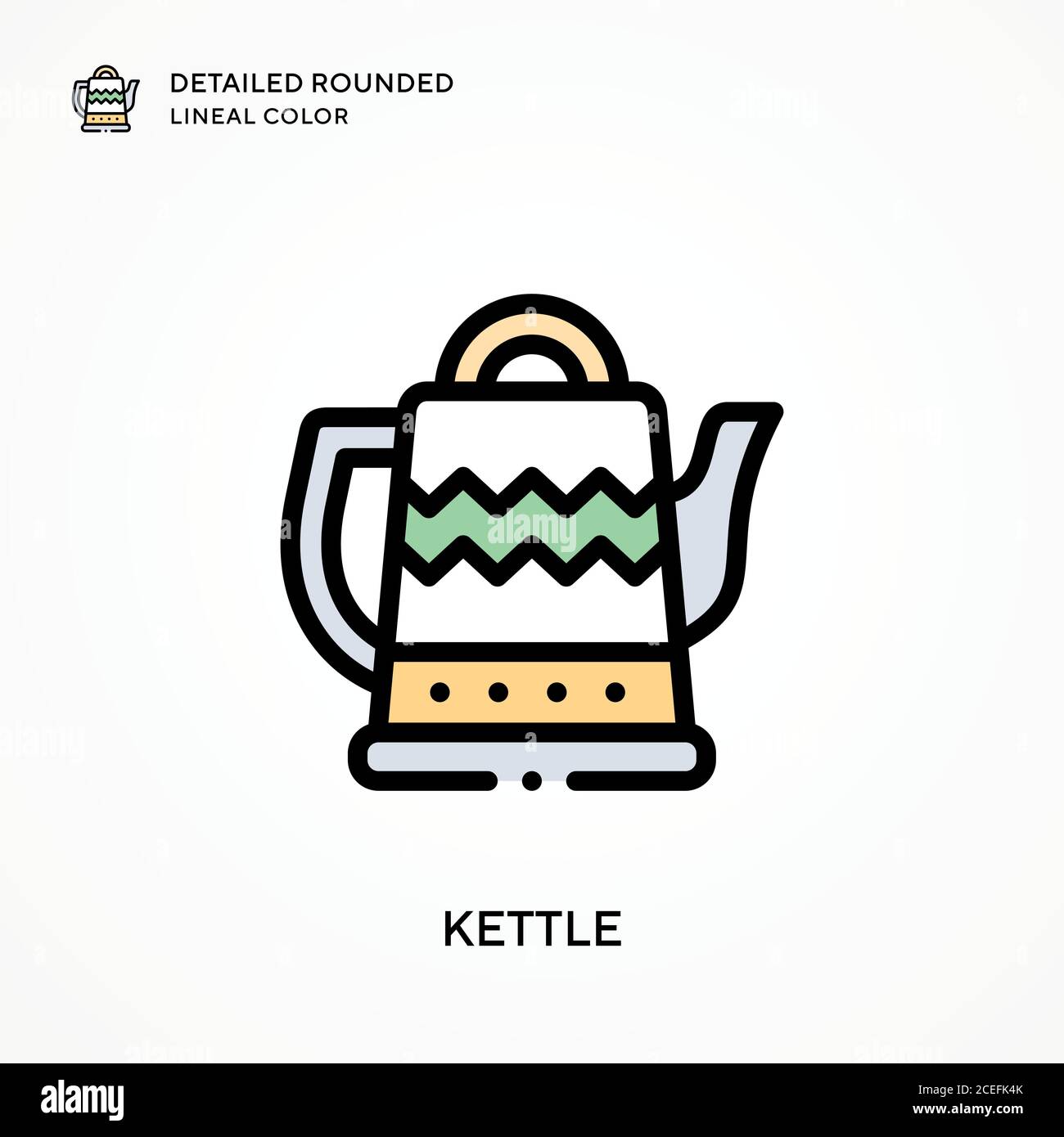 Kettle detailed rounded lineal color. Modern vector illustration ...