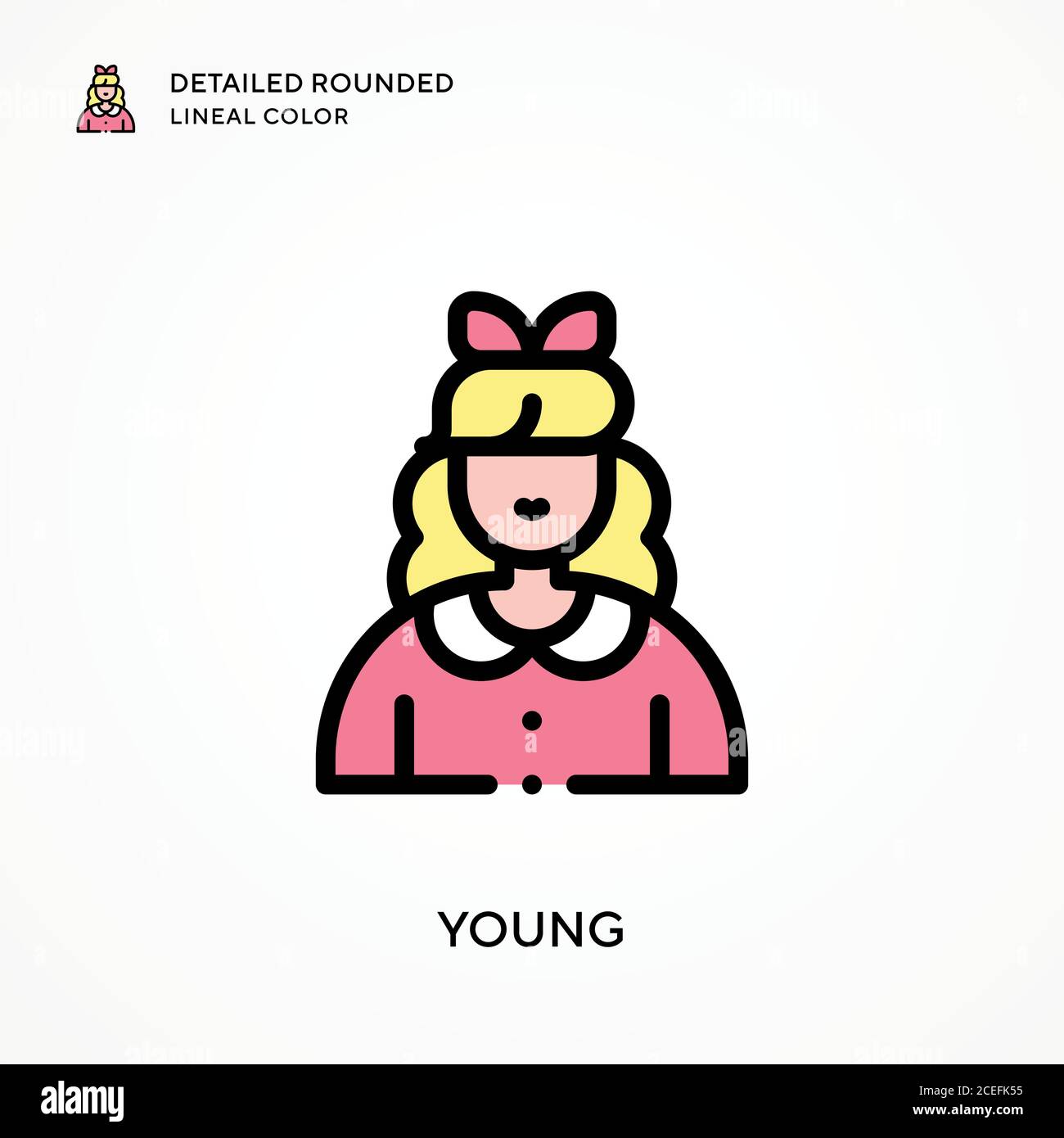 Young detailed rounded lineal color. Modern vector illustration ...