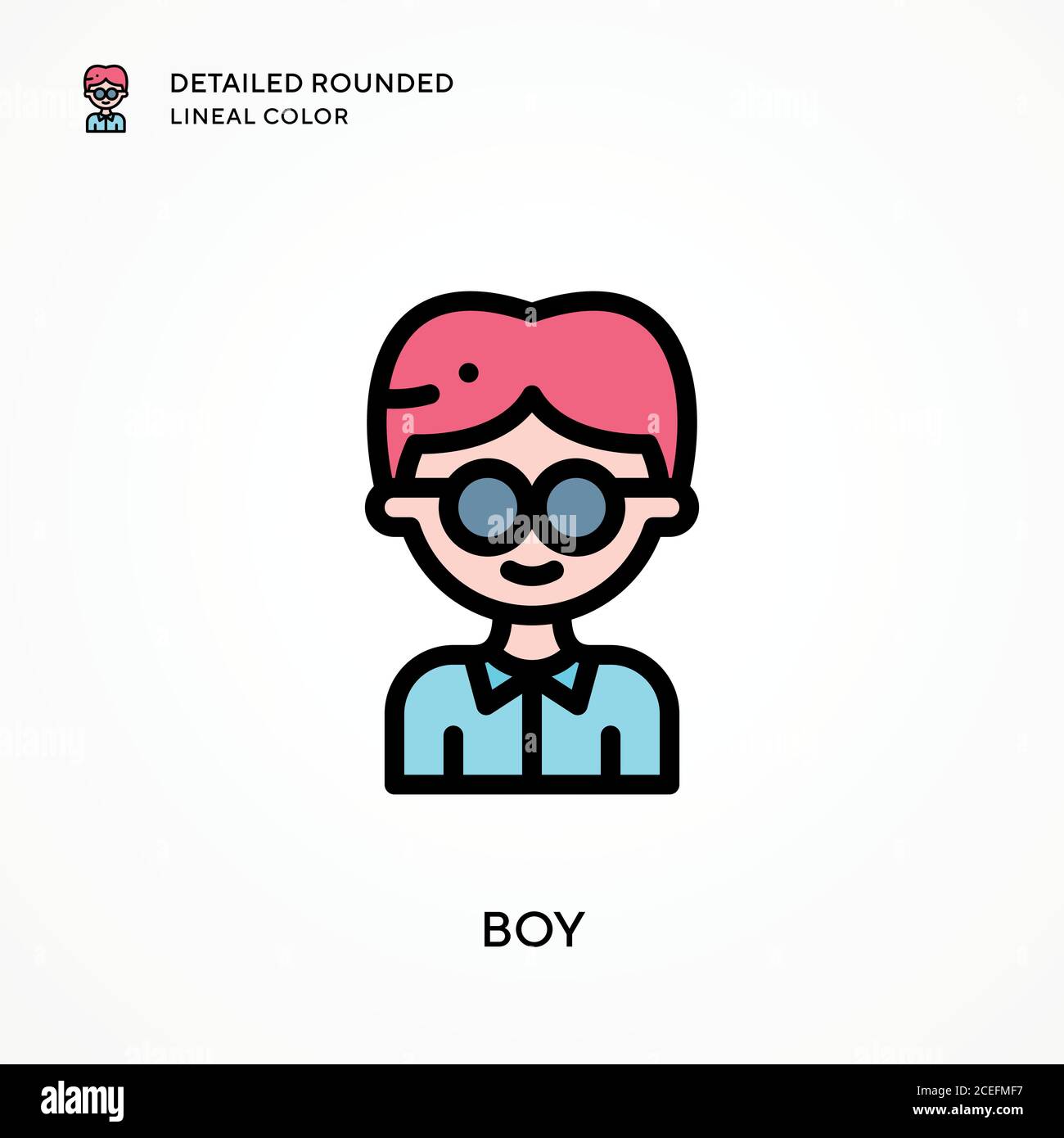 Boy detailed rounded lineal color. Modern vector illustration concepts ...