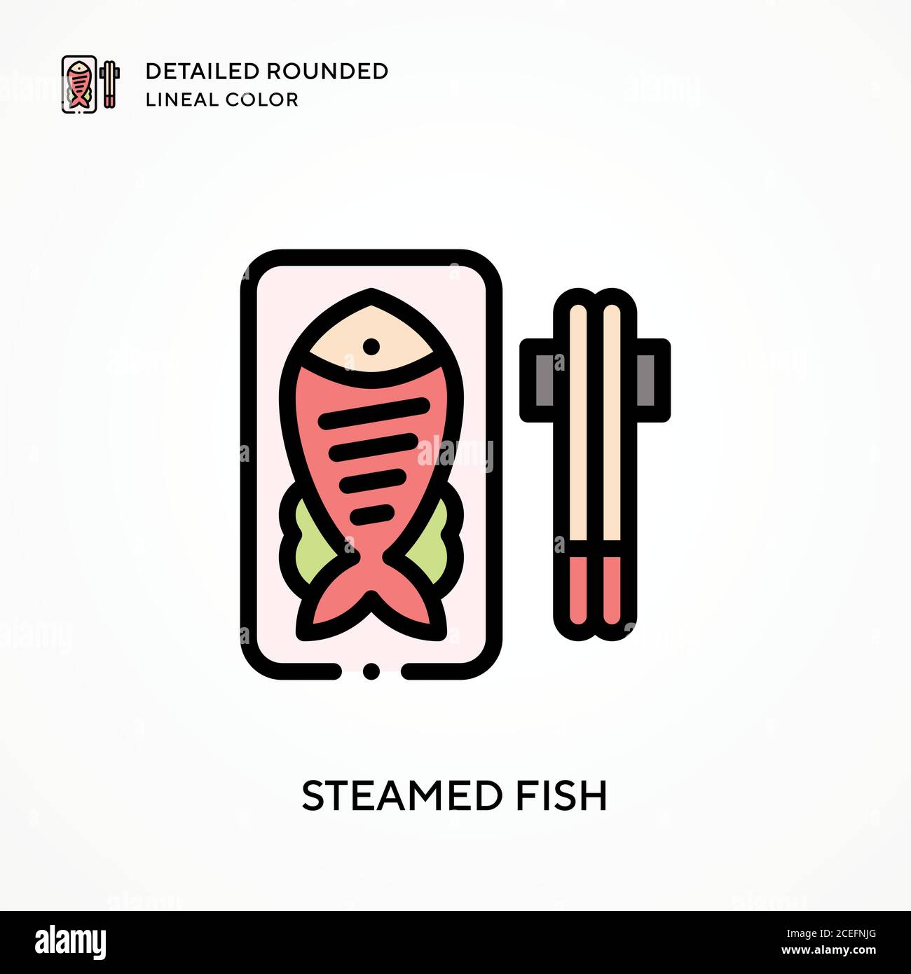 Steamed fish detailed rounded lineal color. Modern vector illustration concepts. Easy to edit and customize. Stock Vector