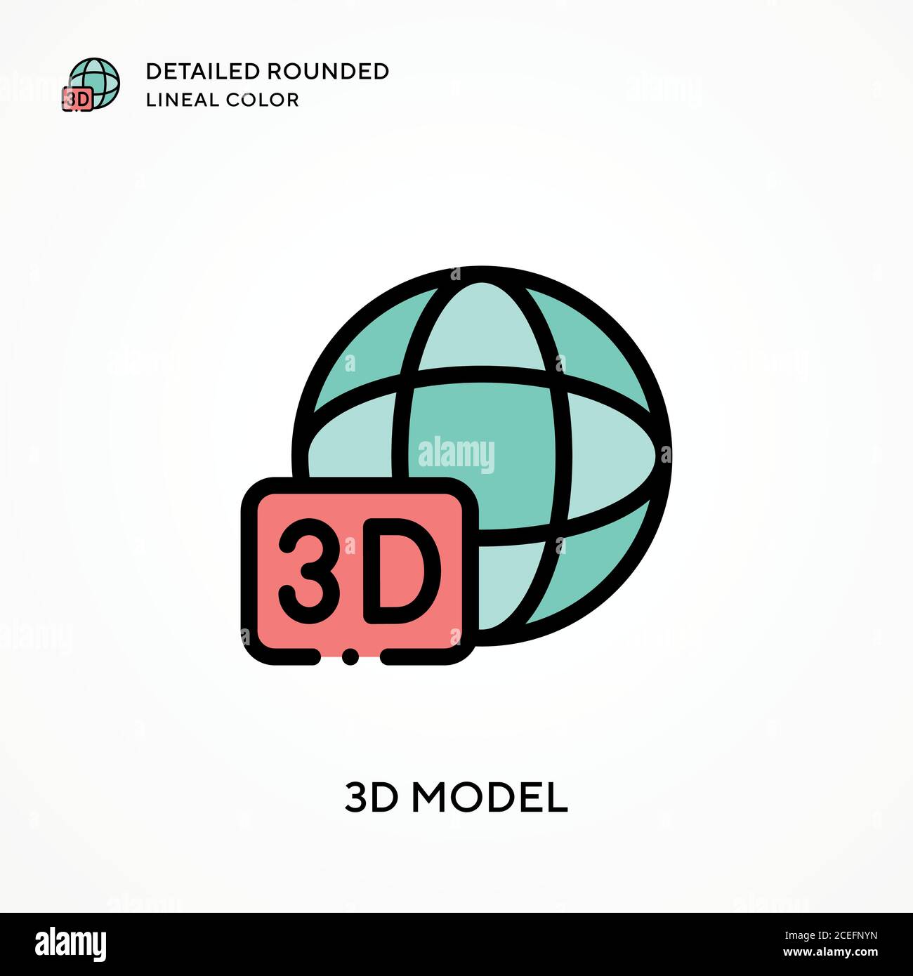 3d model detailed rounded lineal color. Modern vector illustration ...