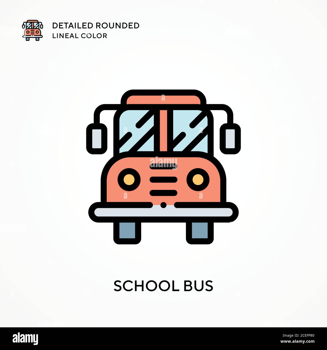 School bus detailed rounded lineal color. Modern vector illustration ...