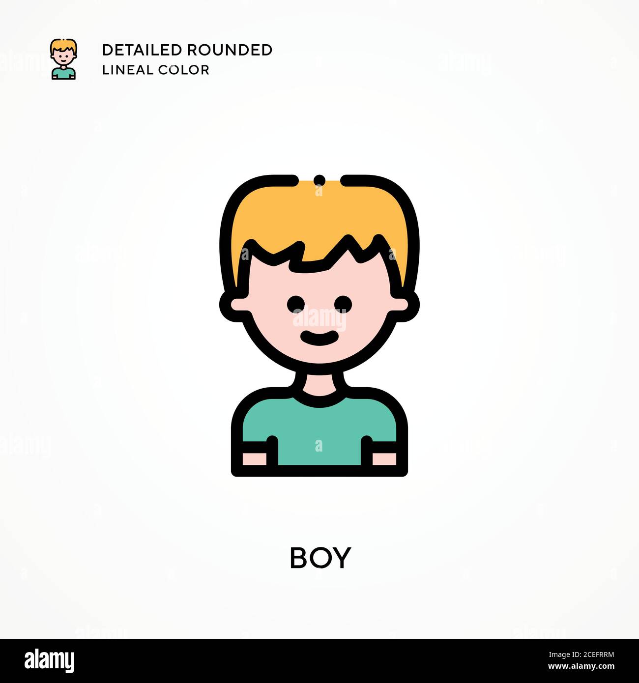 Boy detailed rounded lineal color. Modern vector illustration concepts ...