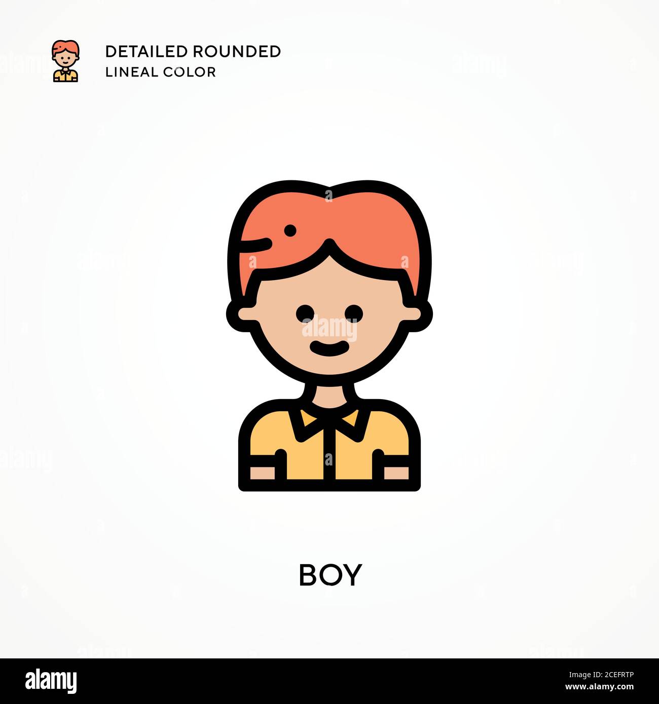 Boy detailed rounded lineal color. Modern vector illustration concepts ...