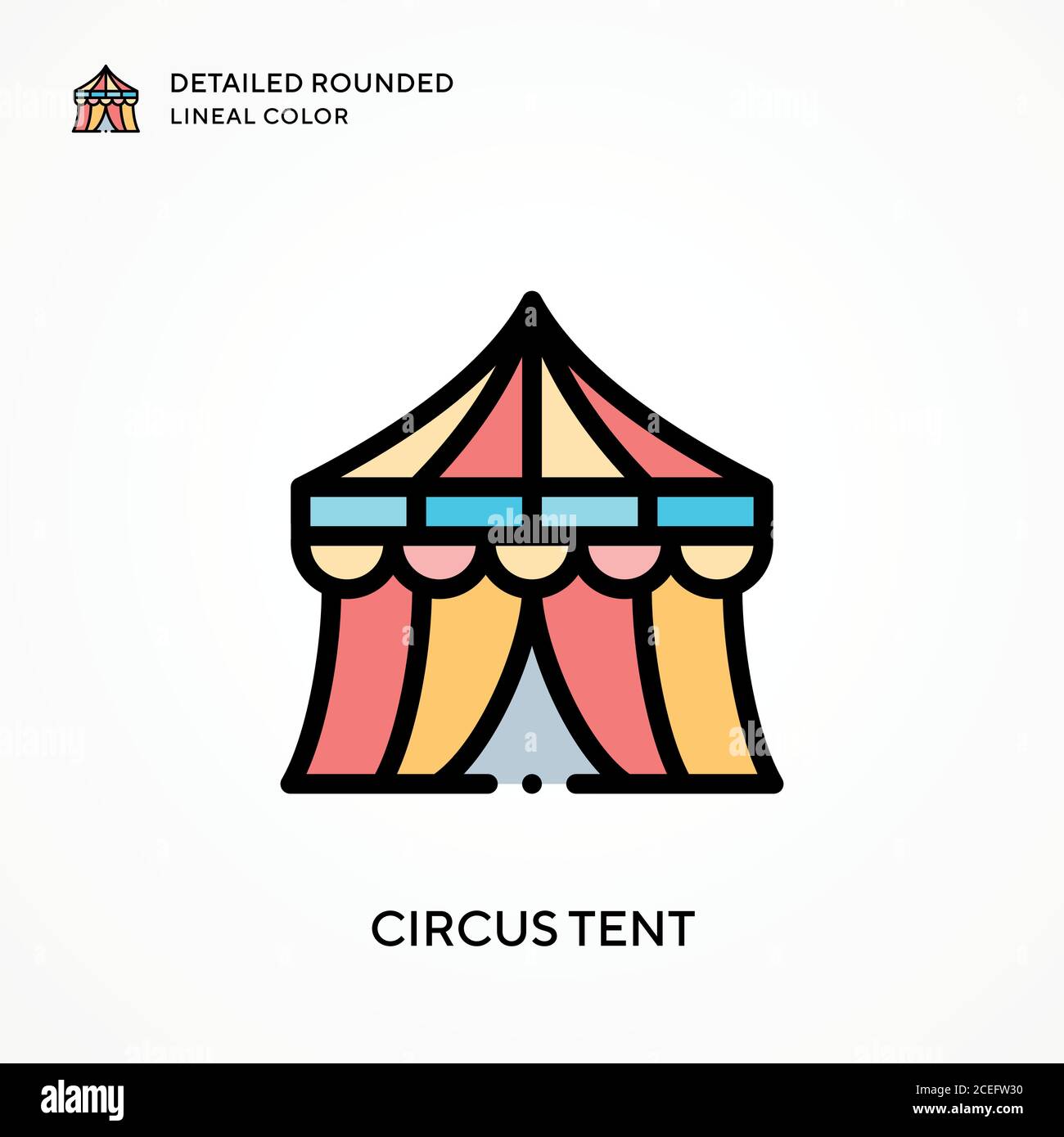 Circus tent detailed rounded lineal color. Modern vector illustration ...