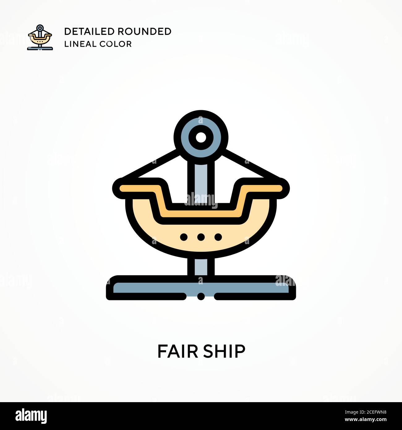 Fair ship detailed rounded lineal color. Modern vector illustration ...
