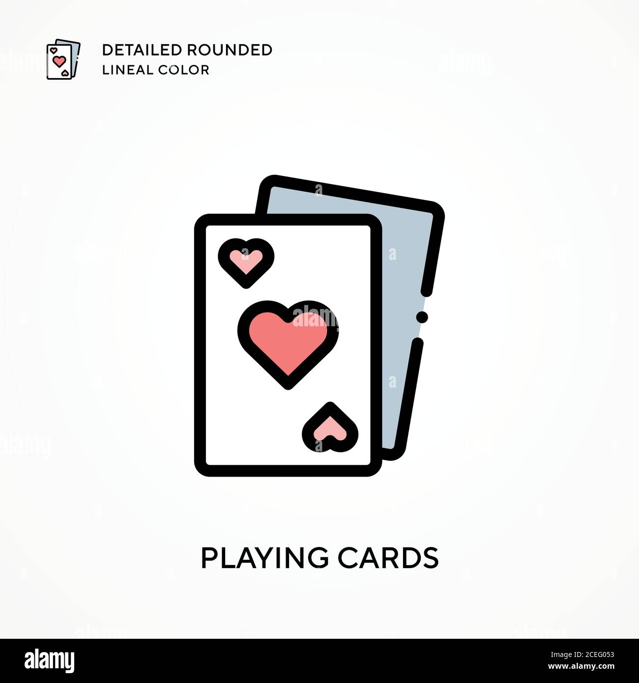 Playing cards detailed rounded lineal color. Modern vector illustration ...
