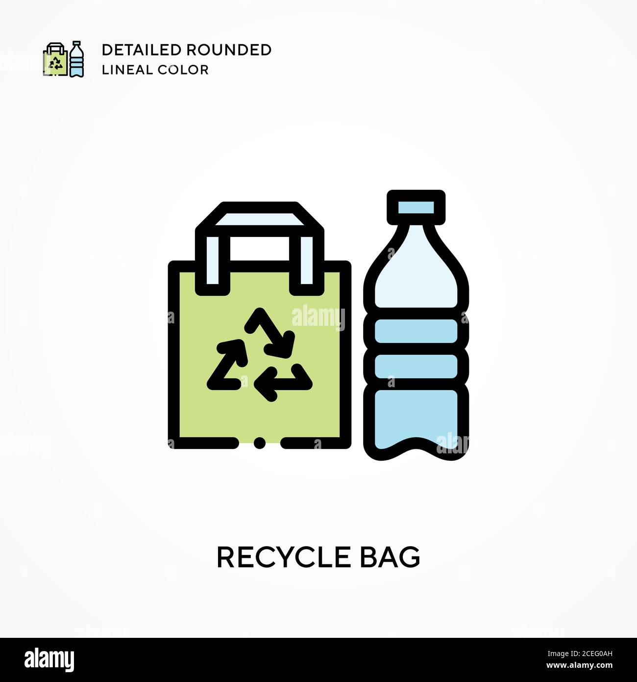 Recycle bag detailed rounded lineal color. Modern vector illustration ...