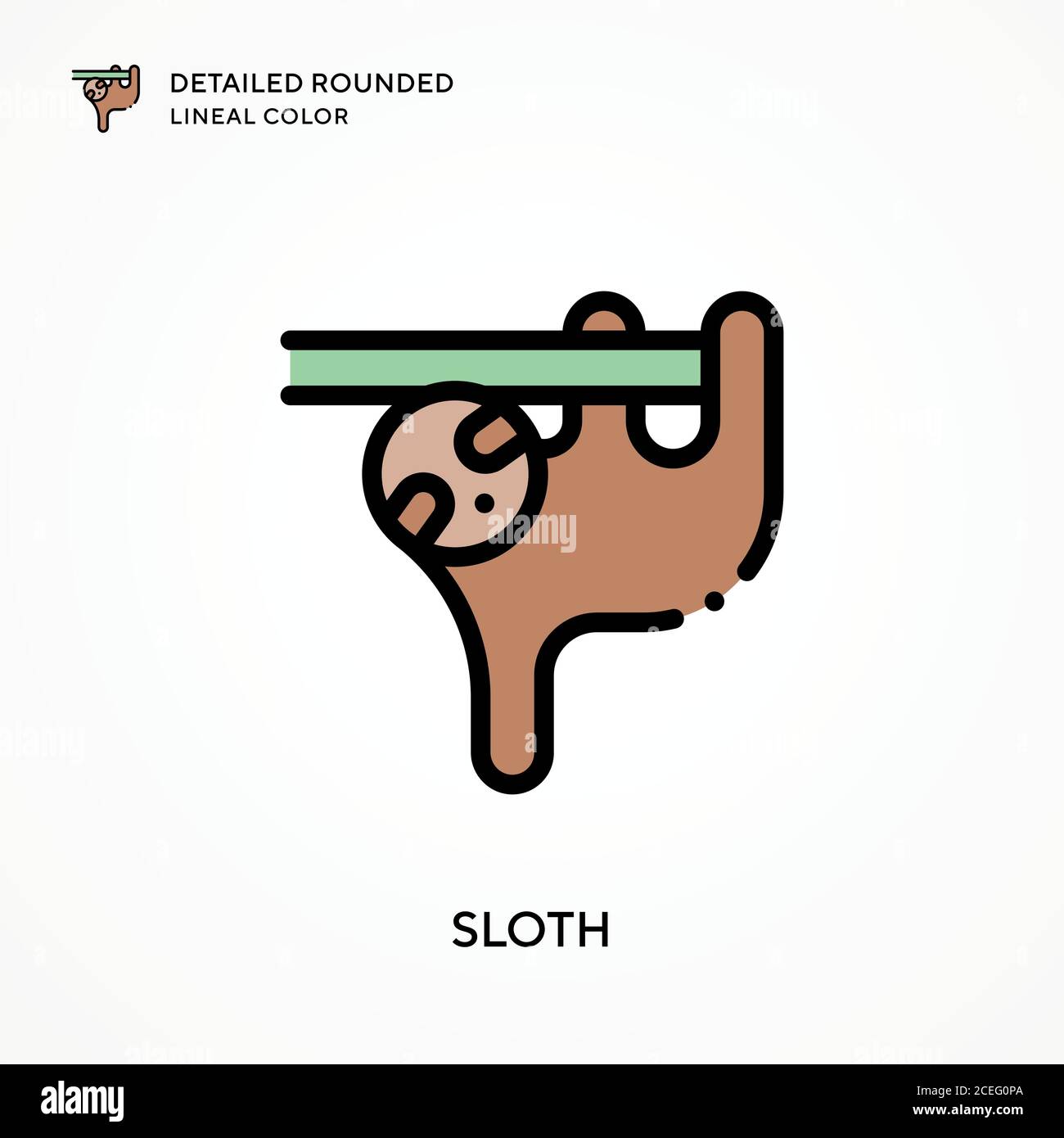 Sloth detailed rounded lineal color. Modern vector illustration ...