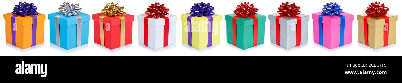 Christmas gifts birthday presents gift present isolated on a white background Stock Photo