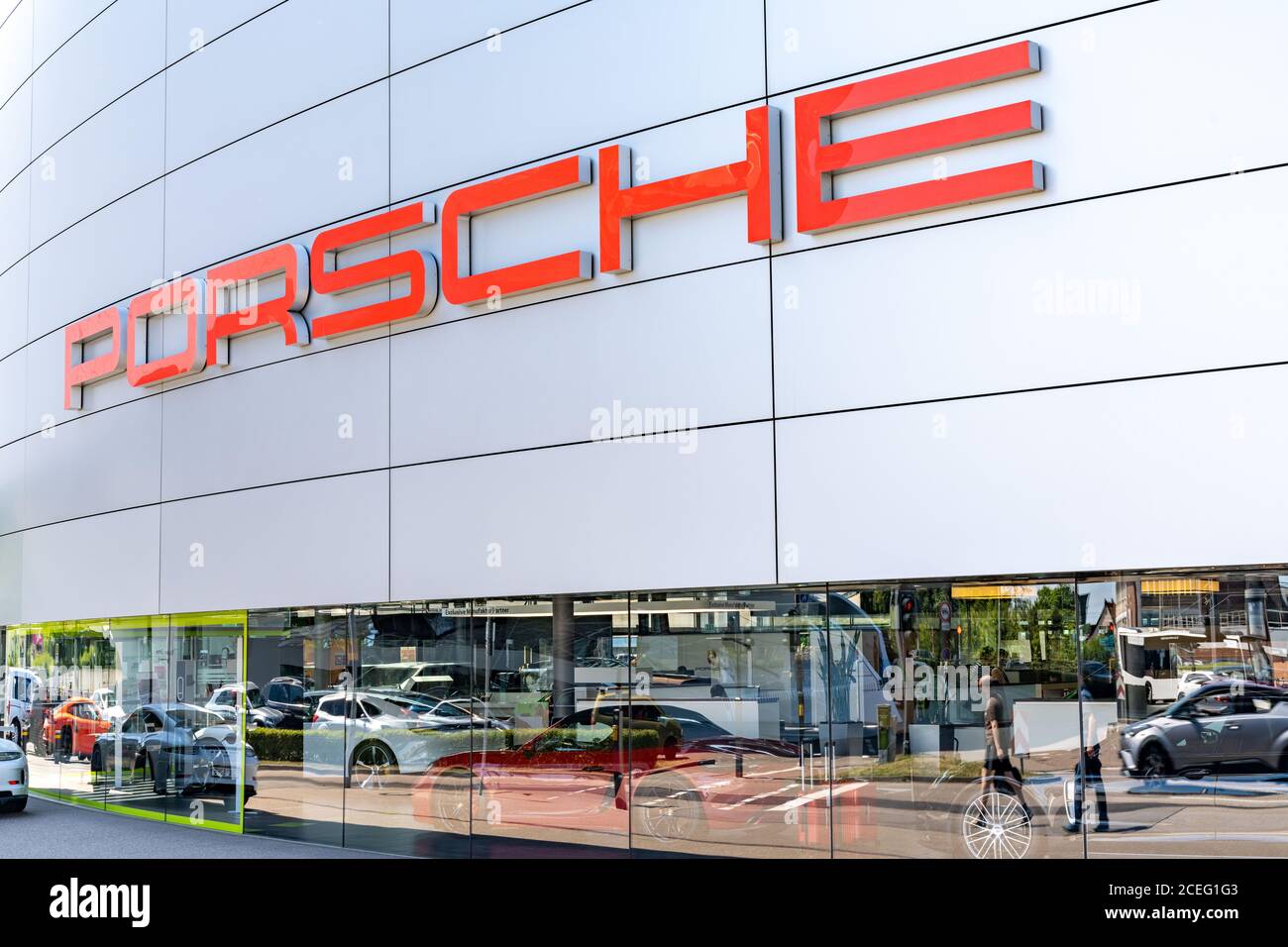 Stuttgart-Zuffenhausen, BW / Germany - 22 July 2020: view of the Porsche sales office and headquarters in Stuttgart Stock Photo