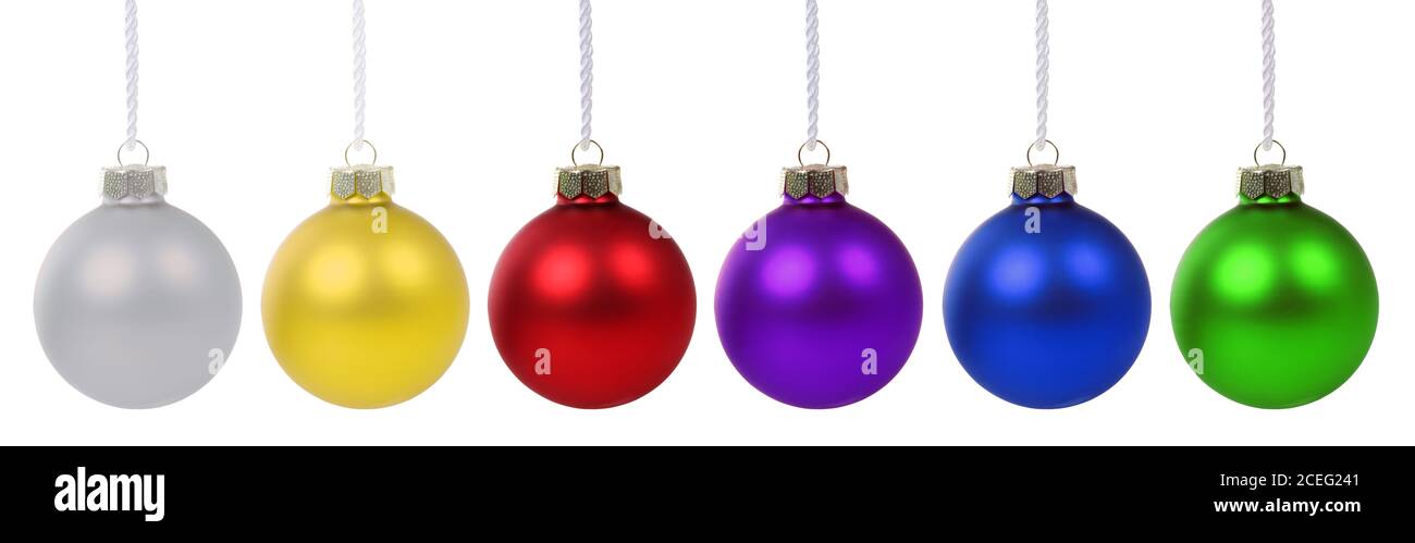 Christmas balls baubles colorful decoration isolated on a white background Stock Photo