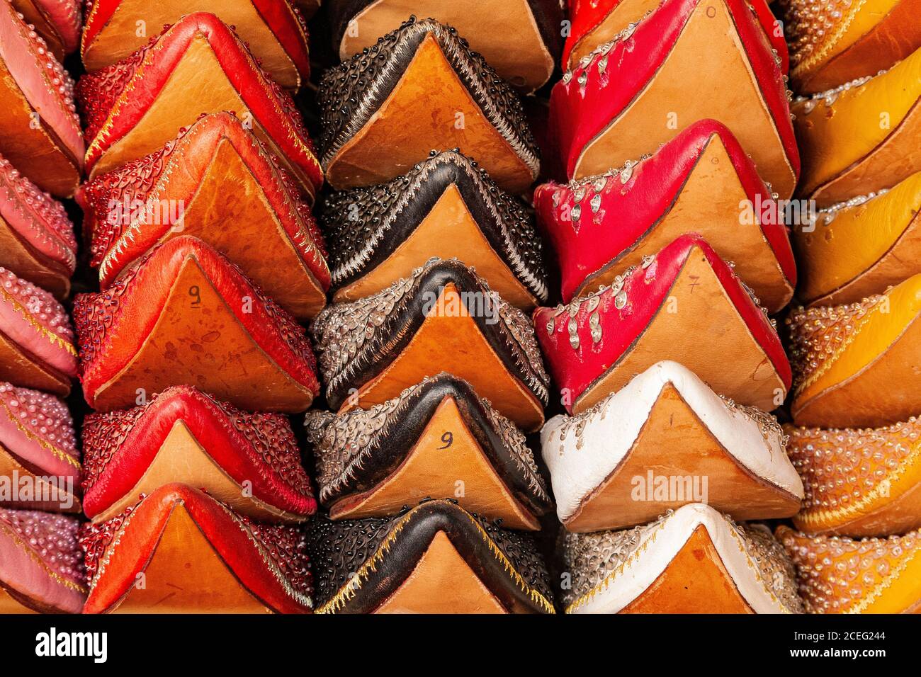 Multicoloured Leather slippers Stock Photo