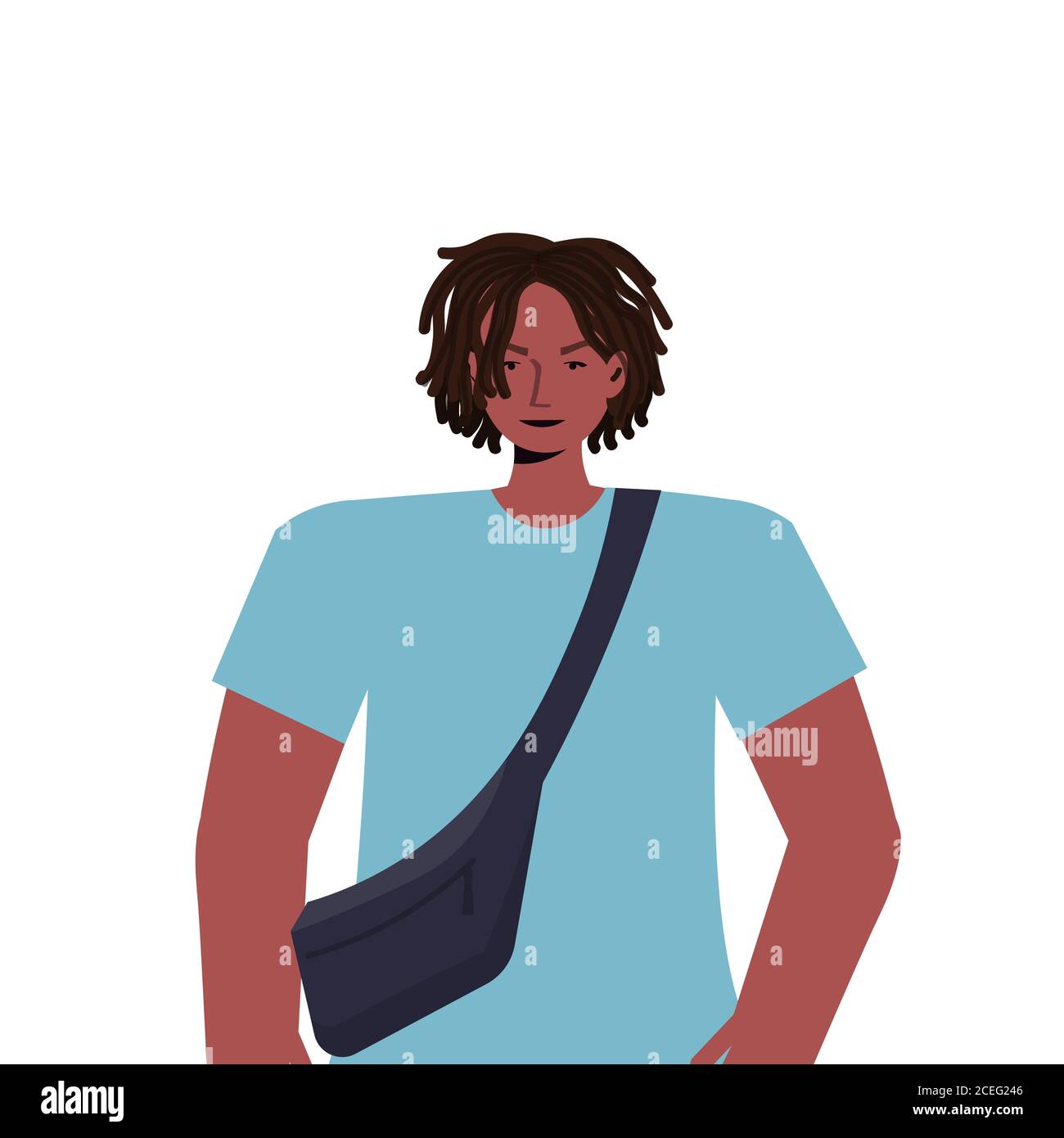young man in casual trendy clothes african american male cartoon ...