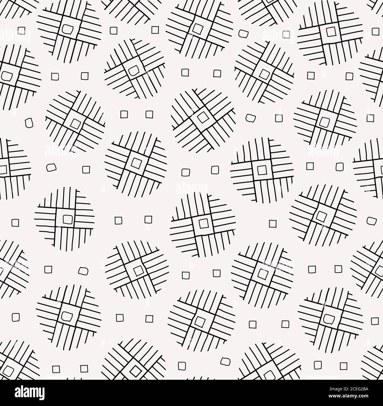 abstract background with circles, ornaments, seamless pattern, black and white Stock Vector