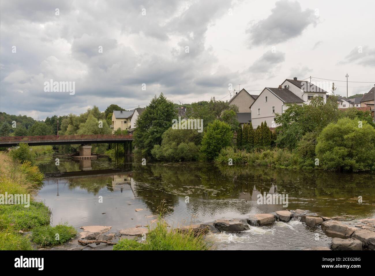 The Nahe river in Nohen Hunsrück, Rhineland Palatinate, Germany Stock Photo