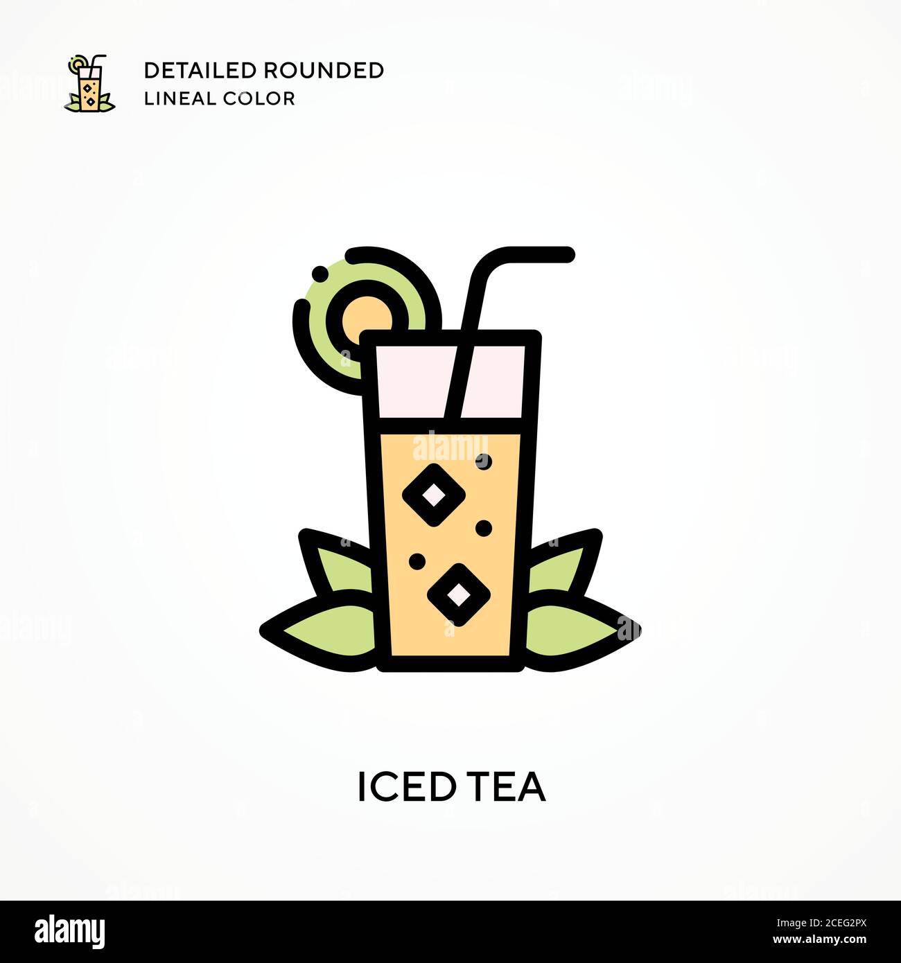 Iced tea detailed rounded lineal color. Modern vector illustration ...