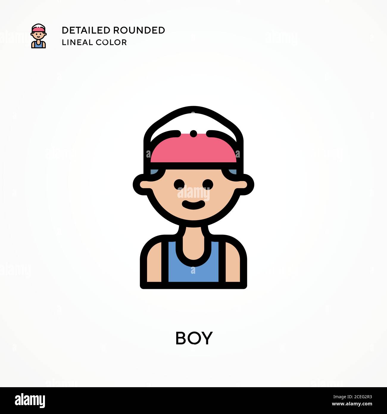 Boy detailed rounded lineal color. Modern vector illustration concepts ...